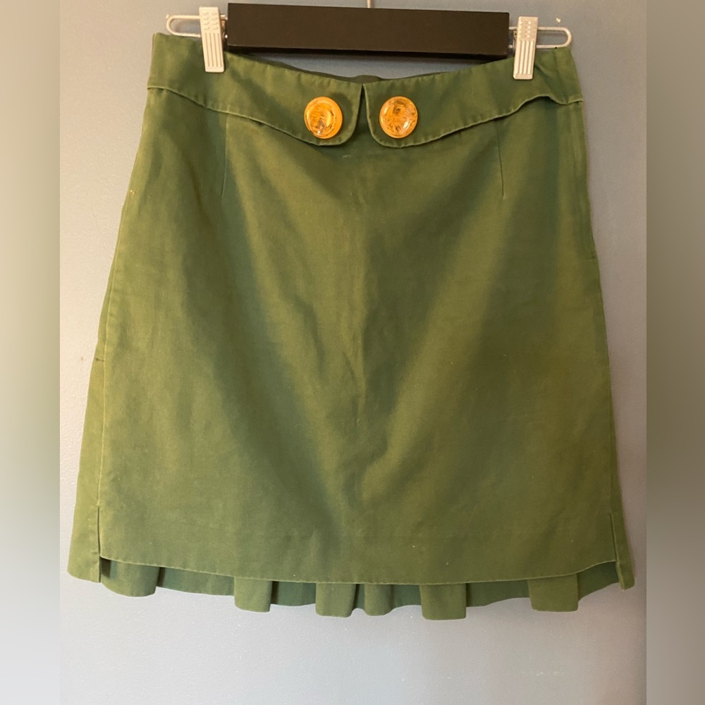 Anthropologie Elevenses Green A-line Mini Skirt